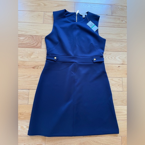 NWT Michael Kors Size L Navy and Gold Dress - Picture 2 of 7